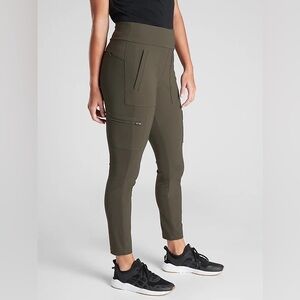 Athleta Headlands Hybrid Cargo Tights Dark Olive Skinny Pants Leggings
